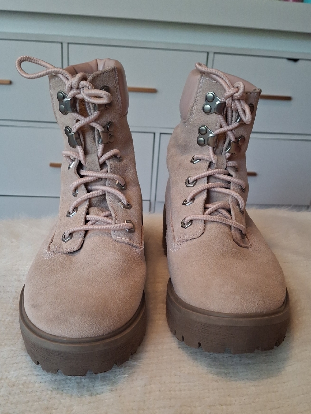 Timberland Blush Pink Suede Lace-Up Ankle Boots